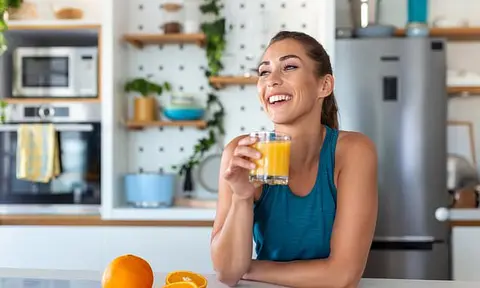 A glass of fresh fruit juice