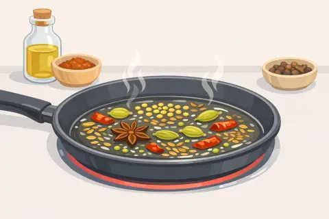 Blooming spices in oil